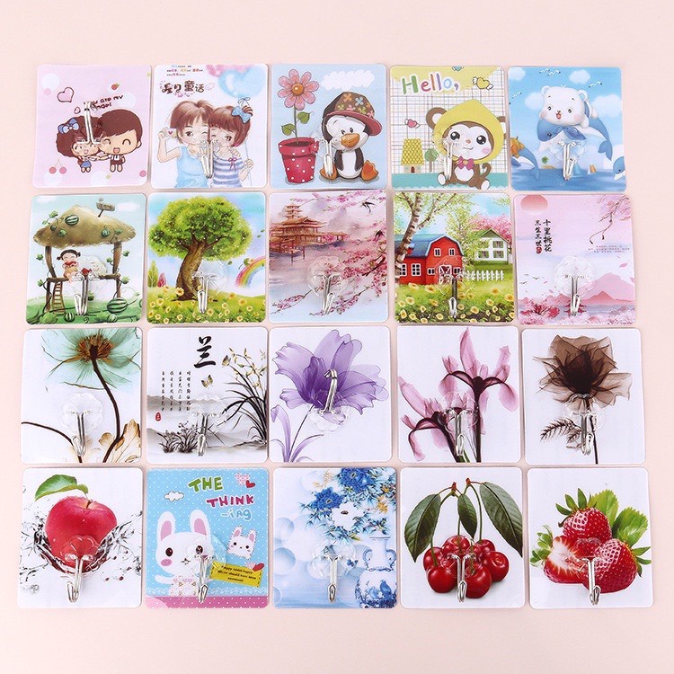 Móc dán tường siêu dính, siêu bền, chịu lực tốt họa tiết 3D vô cùng chắc chắn độ bền cao 6*6 cm