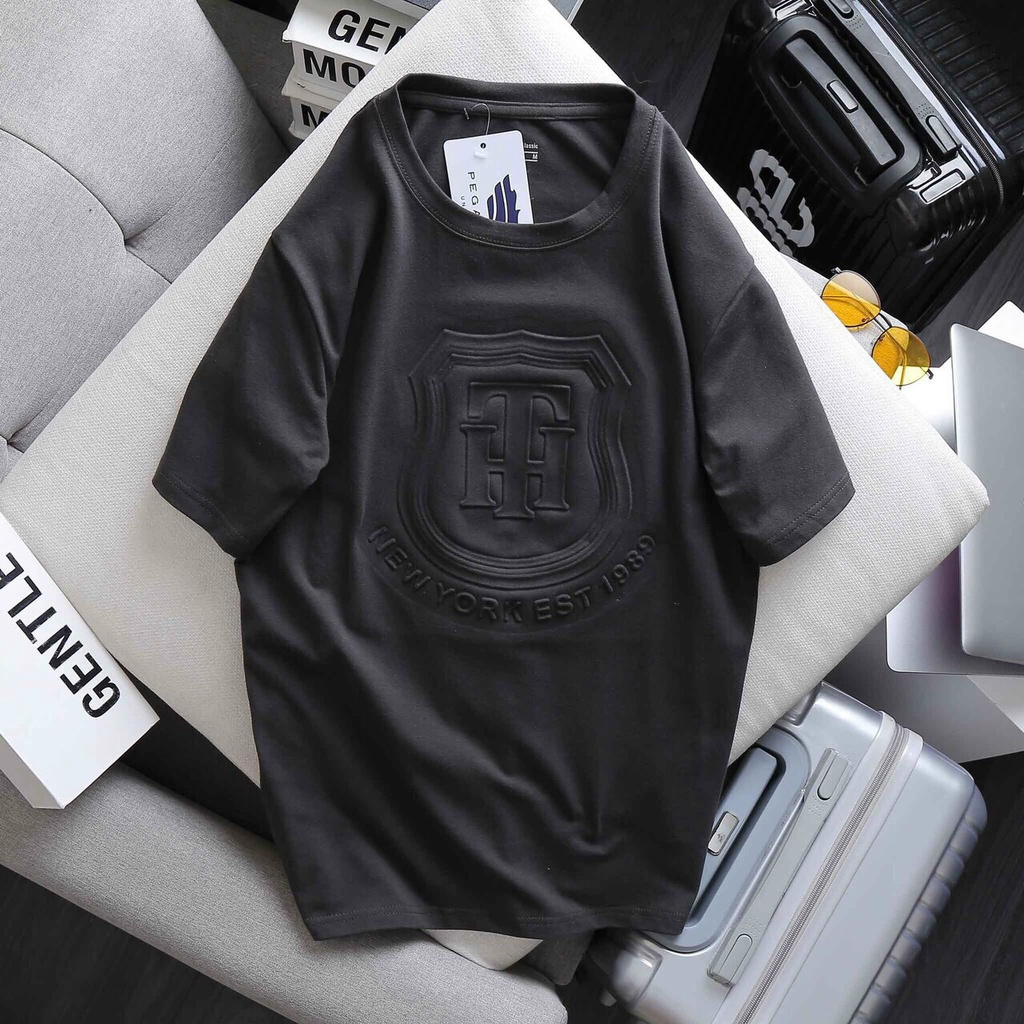 Áo thun nam cố tròn logo dập nối  Cotton xuất xịn, chuẩn form,trẻ trung-năng động