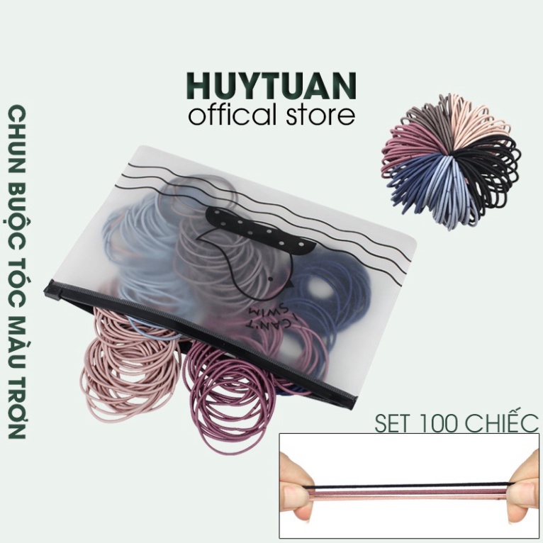 COMBO 100 chun buộc tóc - thun cột tóc trơn nhiều màu cho bạn gái