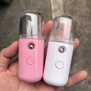 Máy phun sương cầm tay xịt khoáng - cấp dưỡng ẩm - chính hãng NANO MINI - Bản đủ phụ kiện ( có 2 màu trắng-hồng)