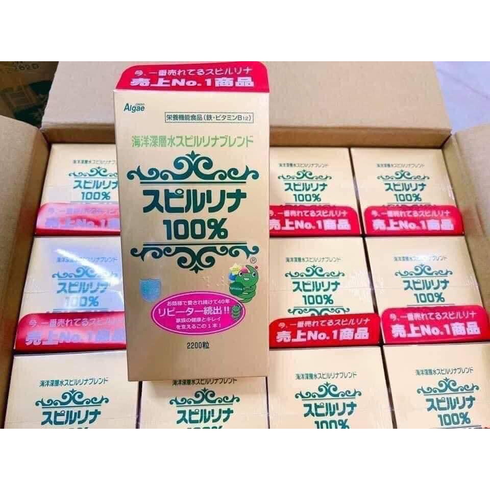 Tảo xoắn Spirulina Algae Nhật Bản giảm quá trình lão hoá, thanh lọc cơ thể hộp 2200 viên - CO119