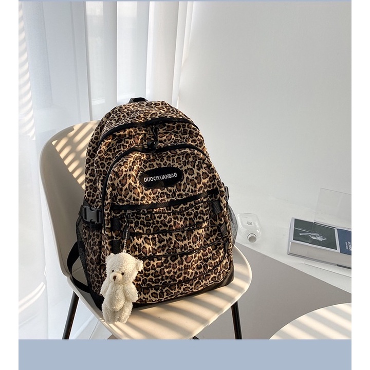 Balo nam nữ unisex da báo nhiều ngăn ba lô đi học, du lịch cá tính trend trẻ trung học sinh viên