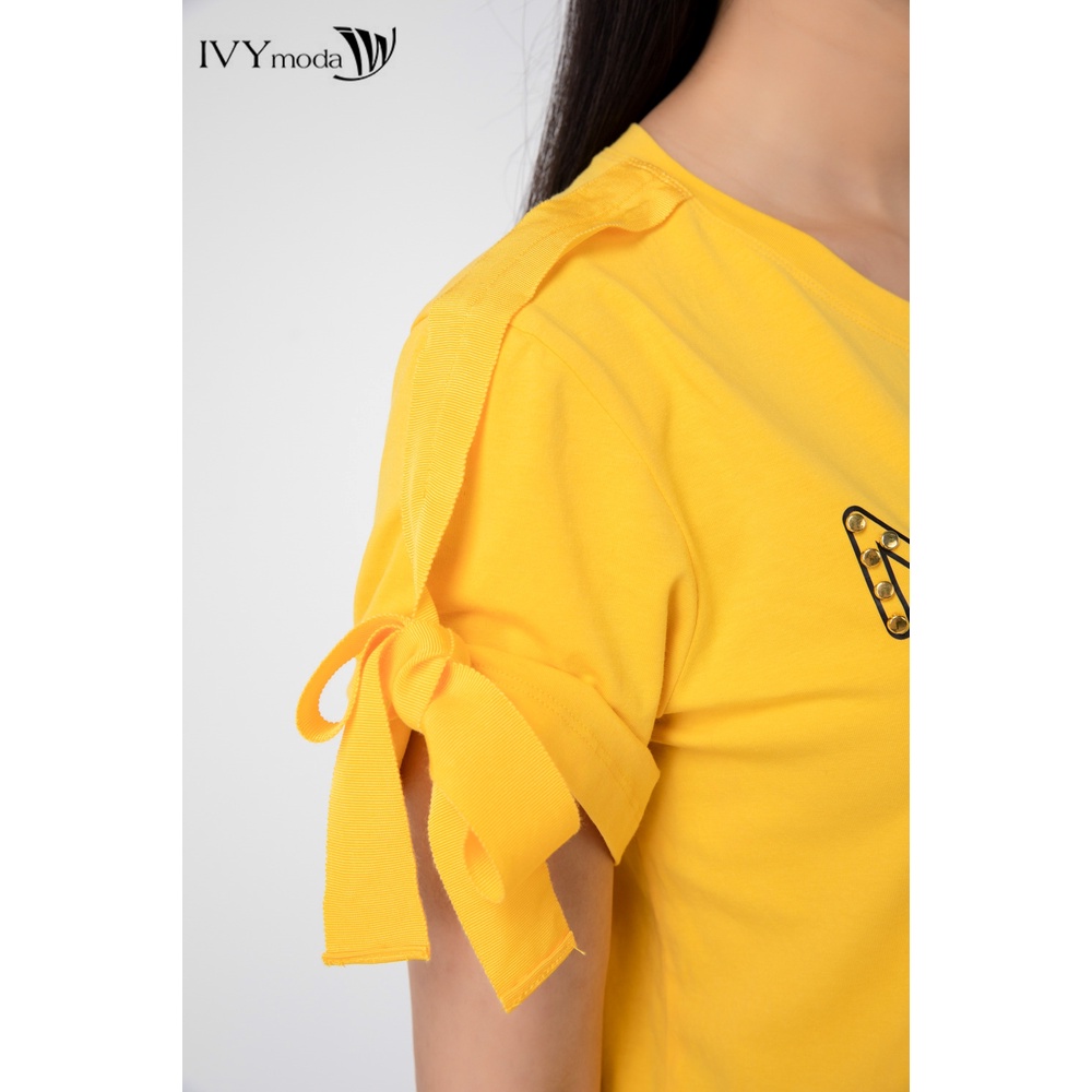 Áo thun Merci tay thắt nơ IVY moda MS 57M6733