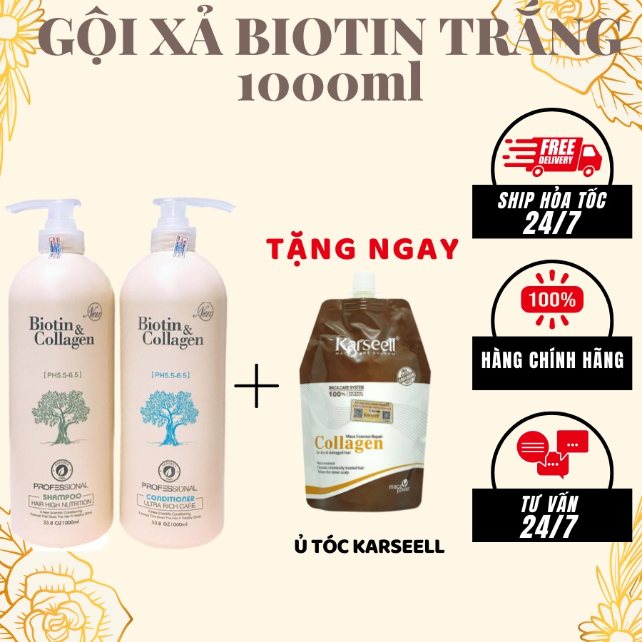 COMBO BIOTIN&COLLAGEN TRẮNG 1000ML (tặng kèm ủ Karseell)
