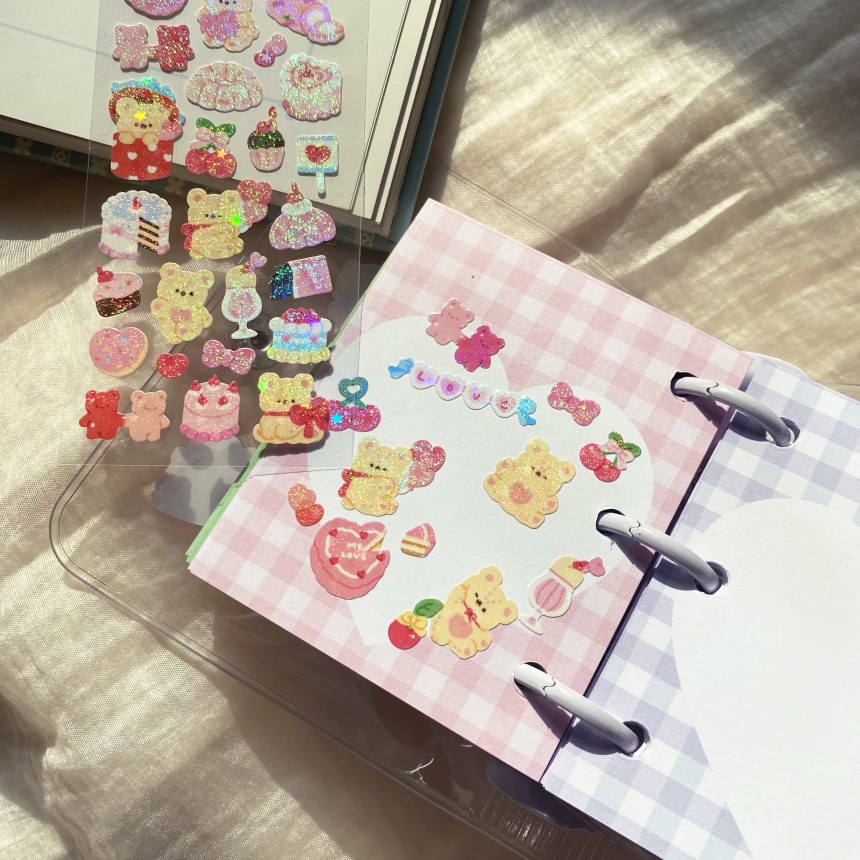 Sticker PET Lấp Lánh Glitter Pompomroom Dán Toploader Cute