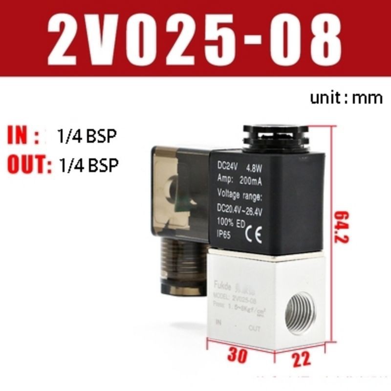  VAN ĐÓNG MỞ KHÍ NÉN 2V025 VAN THƯỜNG ĐÓNG CÓ CHÂN KẾT NỐI ỐNG HƠI 6 8 10 ĐIỆN 220V