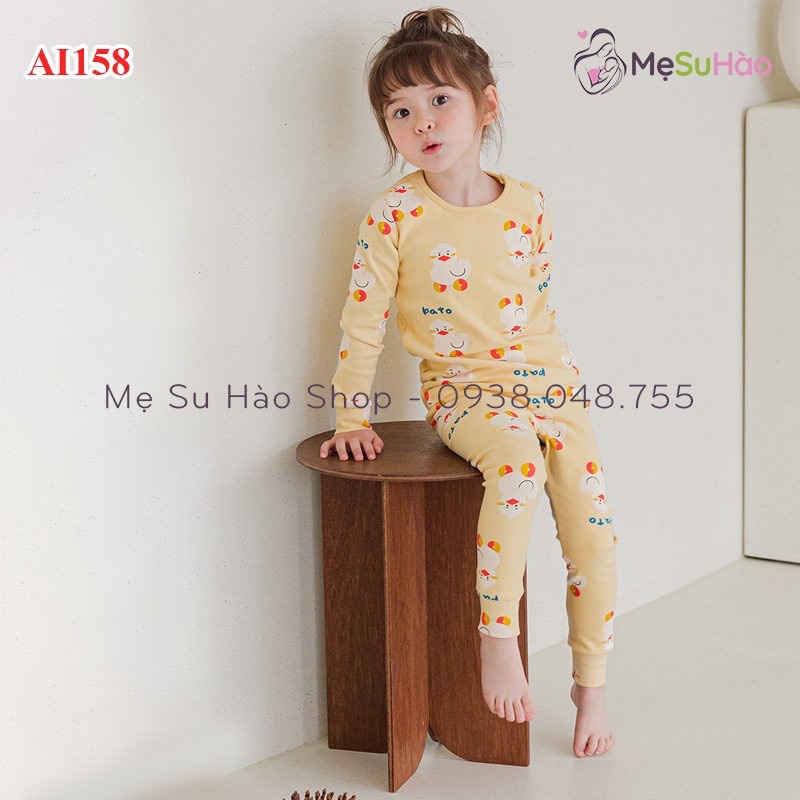 Bộ dài tay trẻ em thun Cotton Nỉ Nhung dày dặn ấm áp mẫu Vịt hãng Cordi-i nội địa Hàn Quốc mã AI158