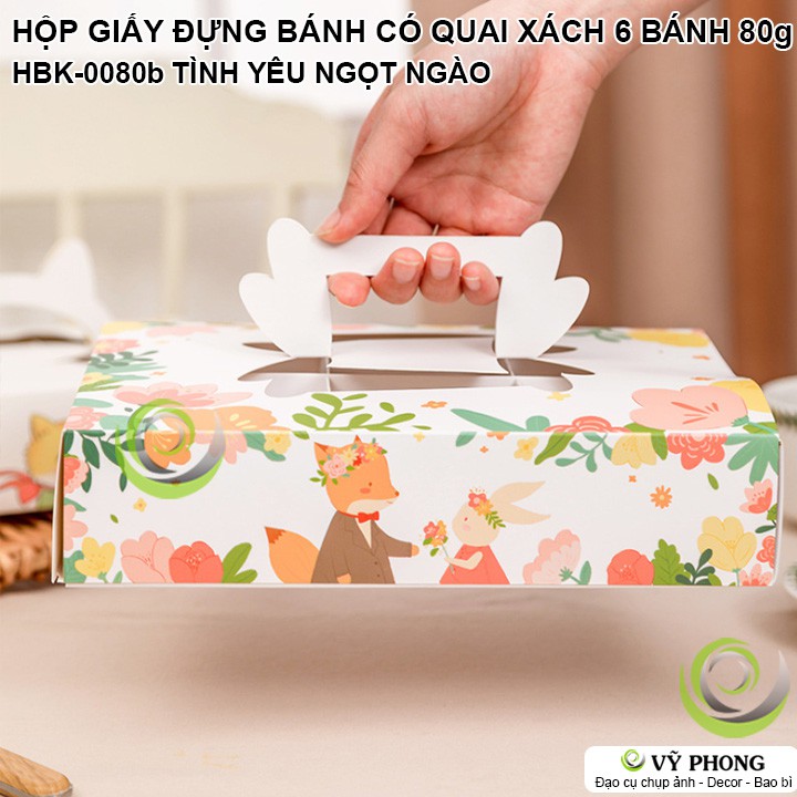 HỘP GIẤY ĐỰNG BÁNH KẸO 6 KHAY BÁNH TRỨNG, TRUNG THU BÁNH PÍA CÓ QUAI XÁCH THẾ GIỚI ĐỘNG VẬT HBK-0080