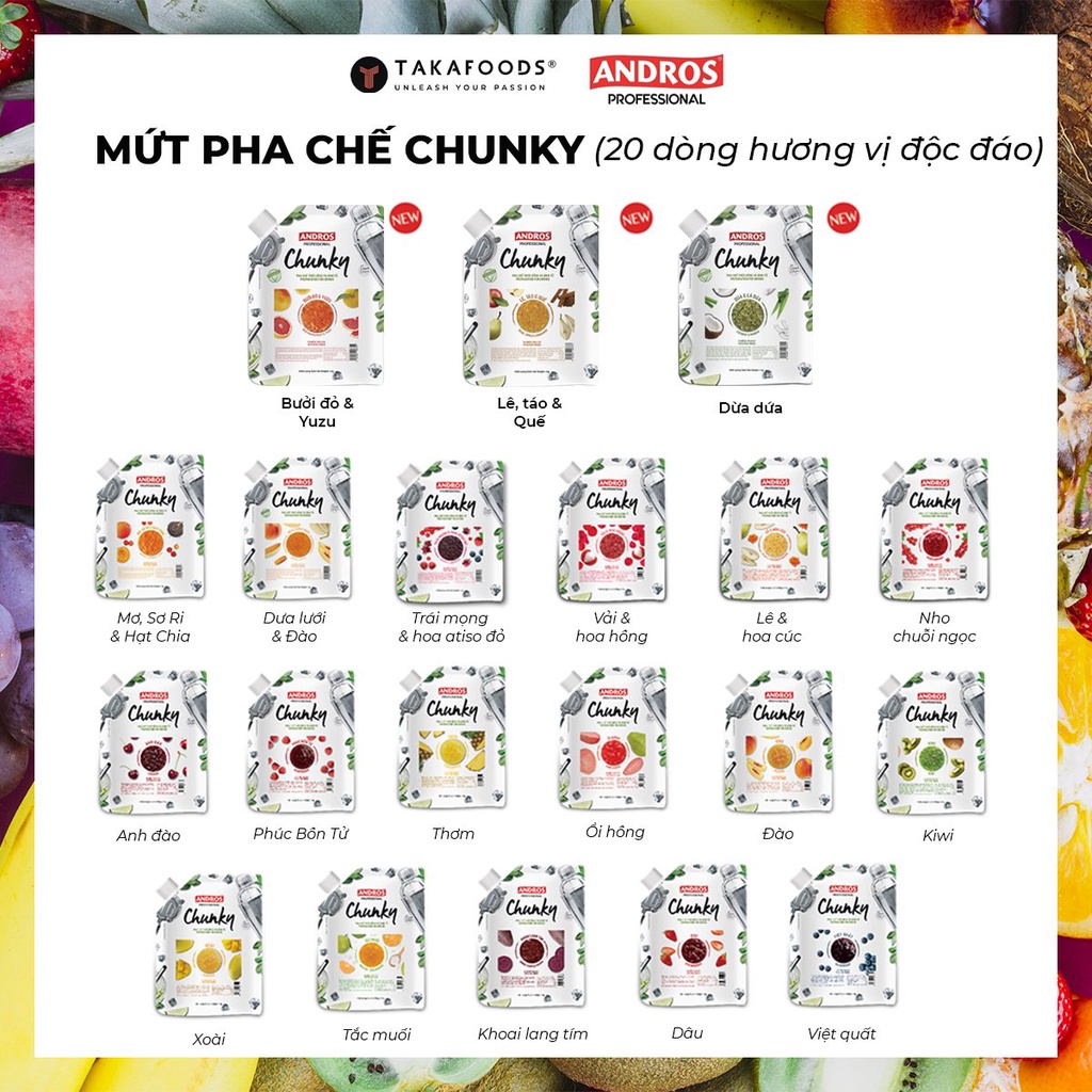 Mứt Trái Cây Chunky Xoài Bịch 1Kg [TẶNG NGAY] Bộ Công Thức Pha Chế Độc Quyền