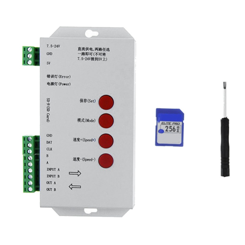 Bộ Điều Khiển Thẻ T1000S SD 2048Pixels Cho WS2801 WS2811 WS2812B SK6812 LPD6803 DC5-24V