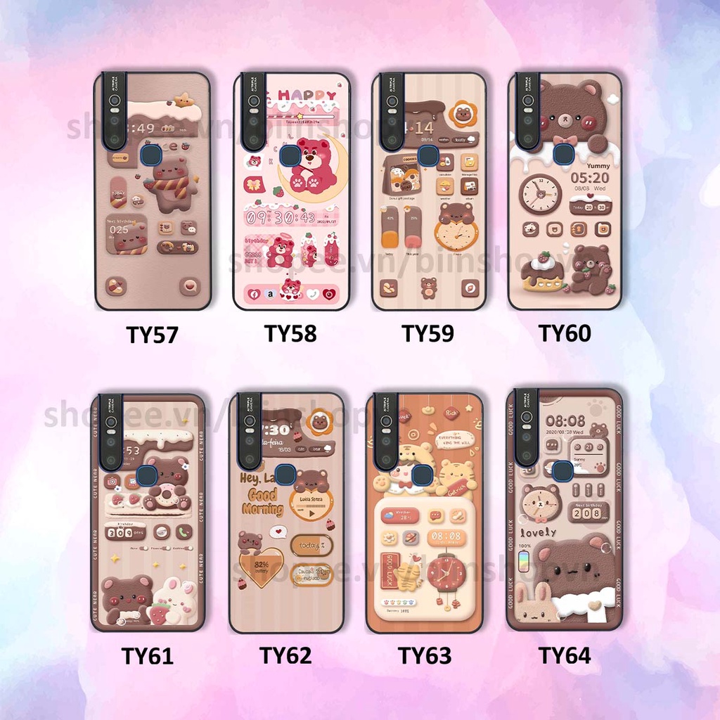 Ốp Vivo V15 / V15 Pro in 3D icon gấu nổi siêu xinh, siêu đáng yêu, cá tính phong cách