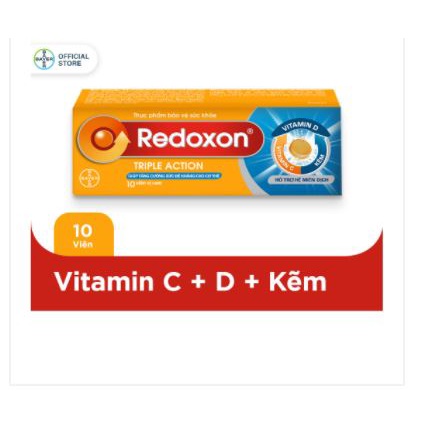 Redoxon Triple Action, Viên sủi bổ sung vitamin C, vitamin C và kẽm, tuýp 10 viên