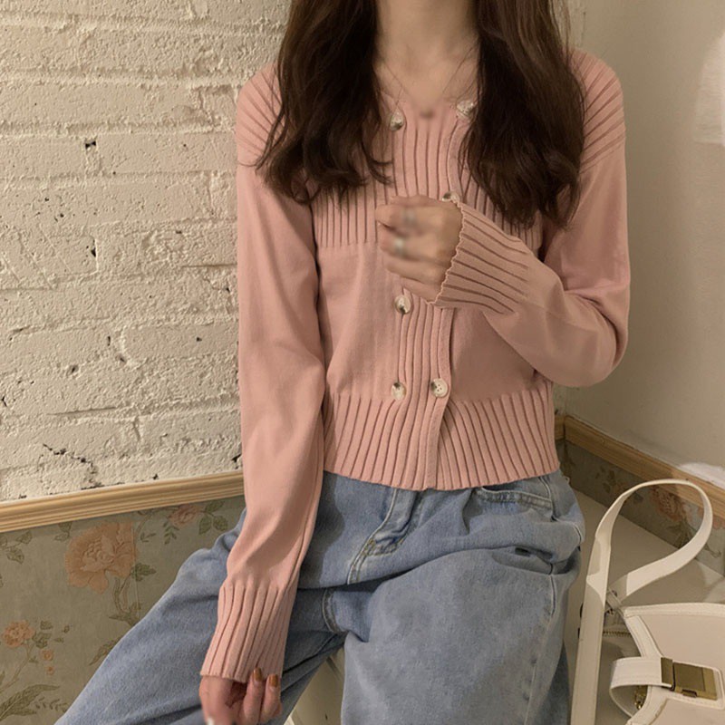 Áo Khoác Cardigan Cổ Vuông Dáng Rộng Cho Nữ
