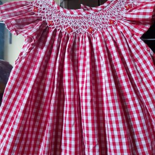 Đầm smocking caro đỏ