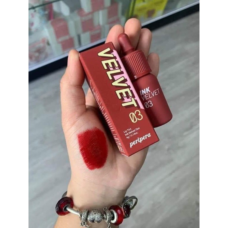 Son kem lì Ink Peripera Velvet 2019 màu 03 Đỏ lạnh