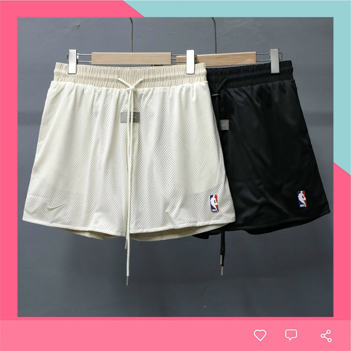 QUẦN FEAR OF GOD LƯỚI BE + ĐEN, Quần short FEAR OF GOD x NBA Basketball Shorts