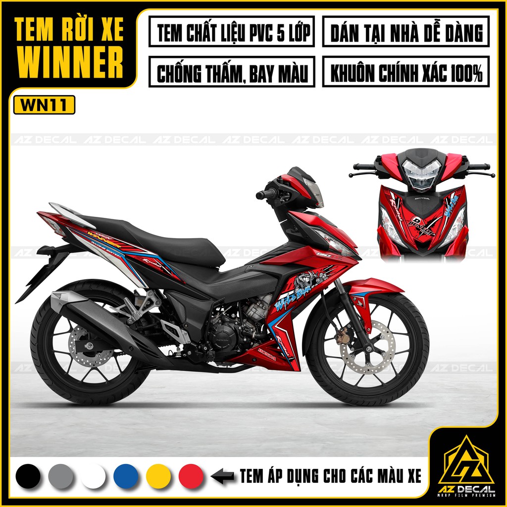 [New] Tem Rời Honda Winner 150 Mẫu Dunlop |WN11|Chất Liệu PVC 5 Lớp, Chống Thấm Nước, Chống Bay Màu