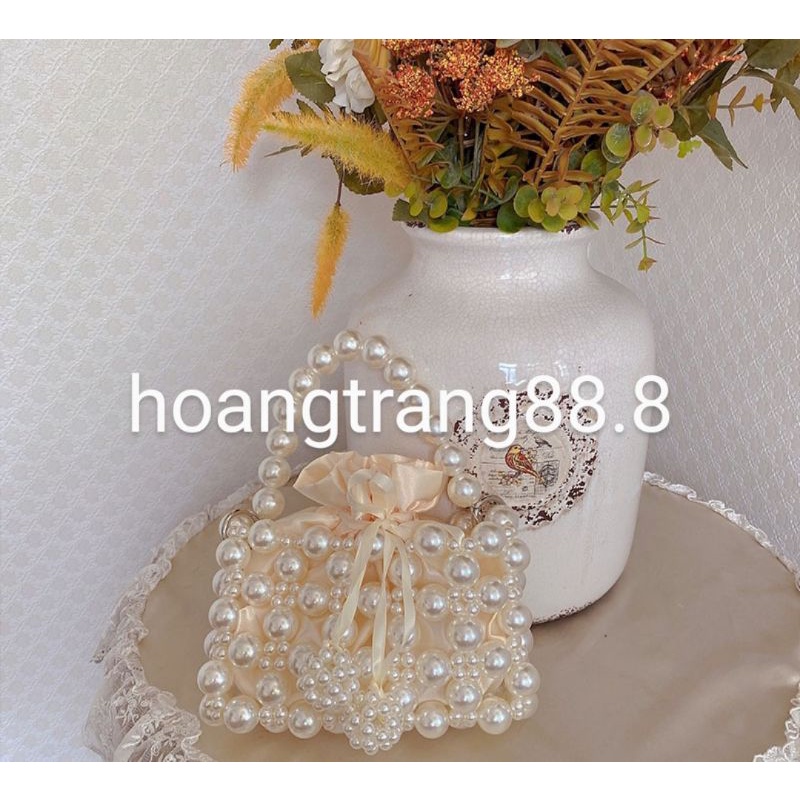 Túi xách tay, đeo chéo kết hạt cườm ngọc trai handmade rạng ngời xinh tươi