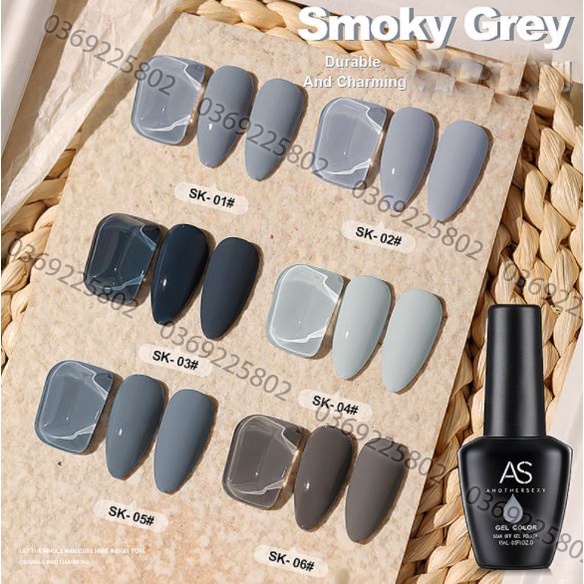 SET Sơn gel AS 6 màu xám SK chai 15ml