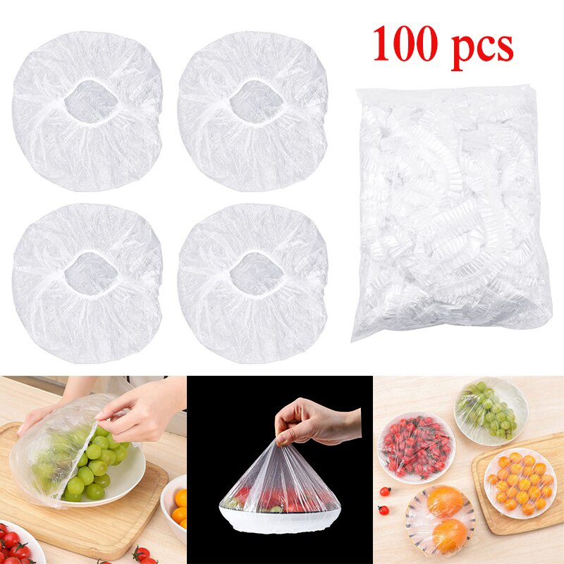 100 Cái Dùng Một Lần Nắp Bảo Quản Tươi Tủ Lạnh Thực Phẩm Ngăn Mùi Bằng Nhựa Bọc Thực Phẩm Bao Bọc Thực Phẩm Bao Phủ Bữa ăn