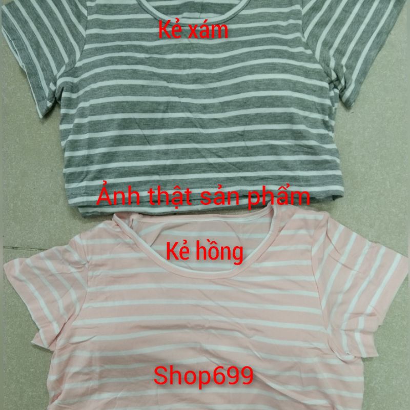 ÁO THUN COTTON KẺ NGANG MẶC BẦU BÍ HOẶC SAU SINH KÈM MÚT BRA. HÀNG QC CHẤT LƯỢNG CAO