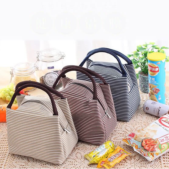 Túi đựng cơm , thực phẩm giữ nhiệt kẻ ngang chống nước 23 x 15 x 10 cm (Hàng cao cấp rất dày dặn) #6