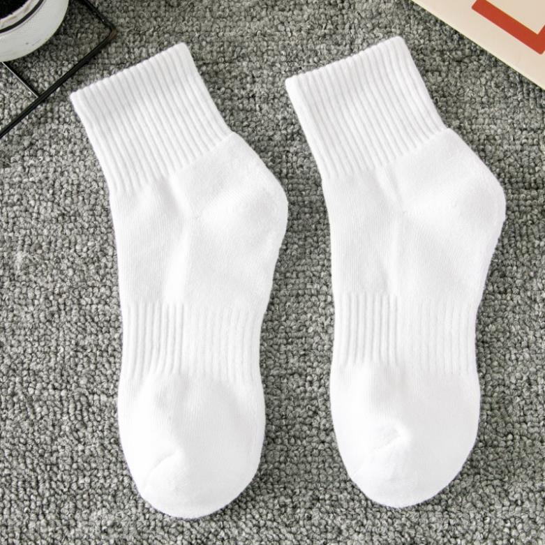 Tất Nam Nữ Cổ Ngắn, Cao, Trung Màu Đen Trắng Unisex Co Giãn Bốn Chiều Cao Cấp