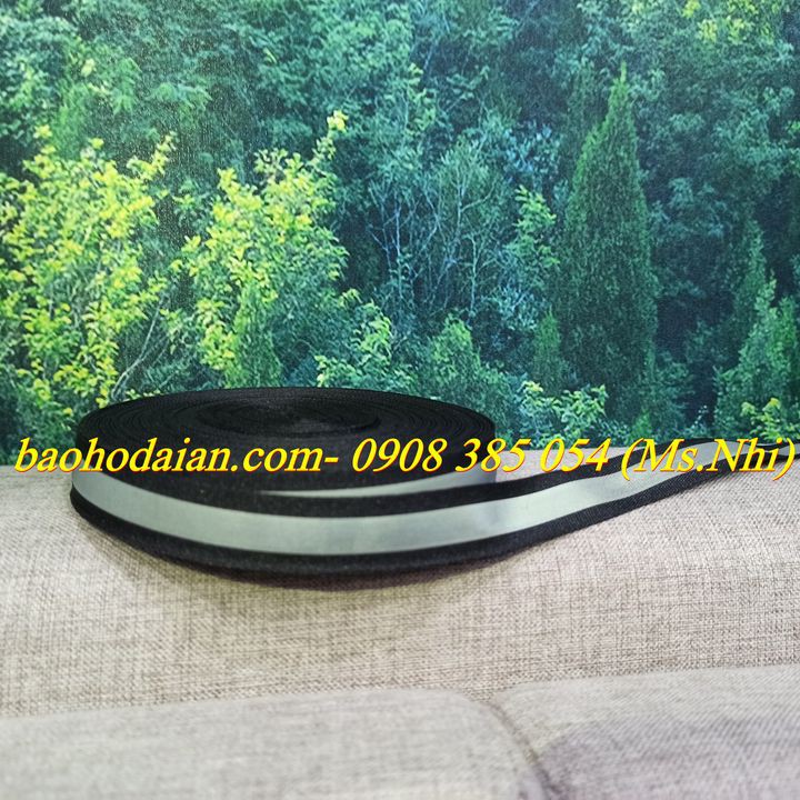 Dây phản quang vải màu đen may kèm quần áo RPW-010(2cmx100m)- Hình thật