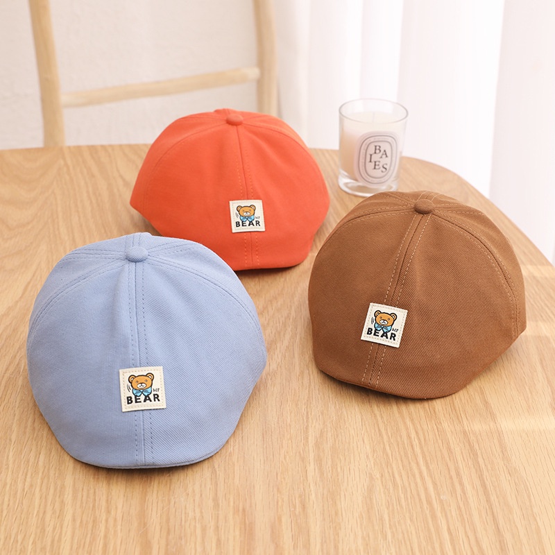 Mũ Beret Bằng Vải Họa Tiết Gấu Dễ Thương Bắt Mắt Sành Điệu