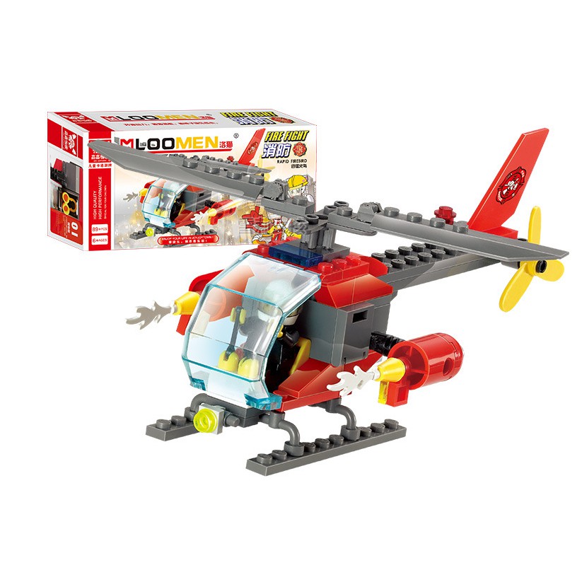 Bộ lắp ráp lego Máy bay trực thăng cứu hỏa cho bé bắt đầu làm quen