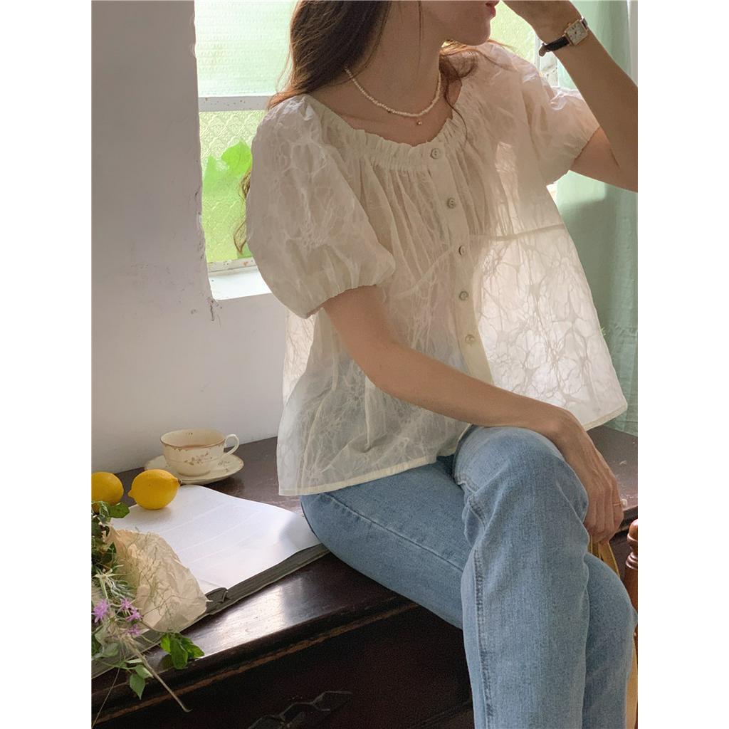 Áo Sơ Mi Nữ Tay Ngắn Ngọt Ngào Thanh Lịch Phong Cách Hàn Quốc 53219