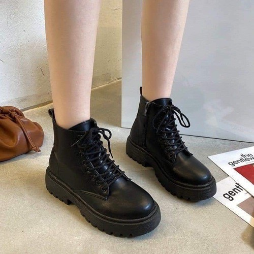 Giày boots cao cổ nữ ulzzang khóa kéo cao 3cm có lót lông (ảnh thật)