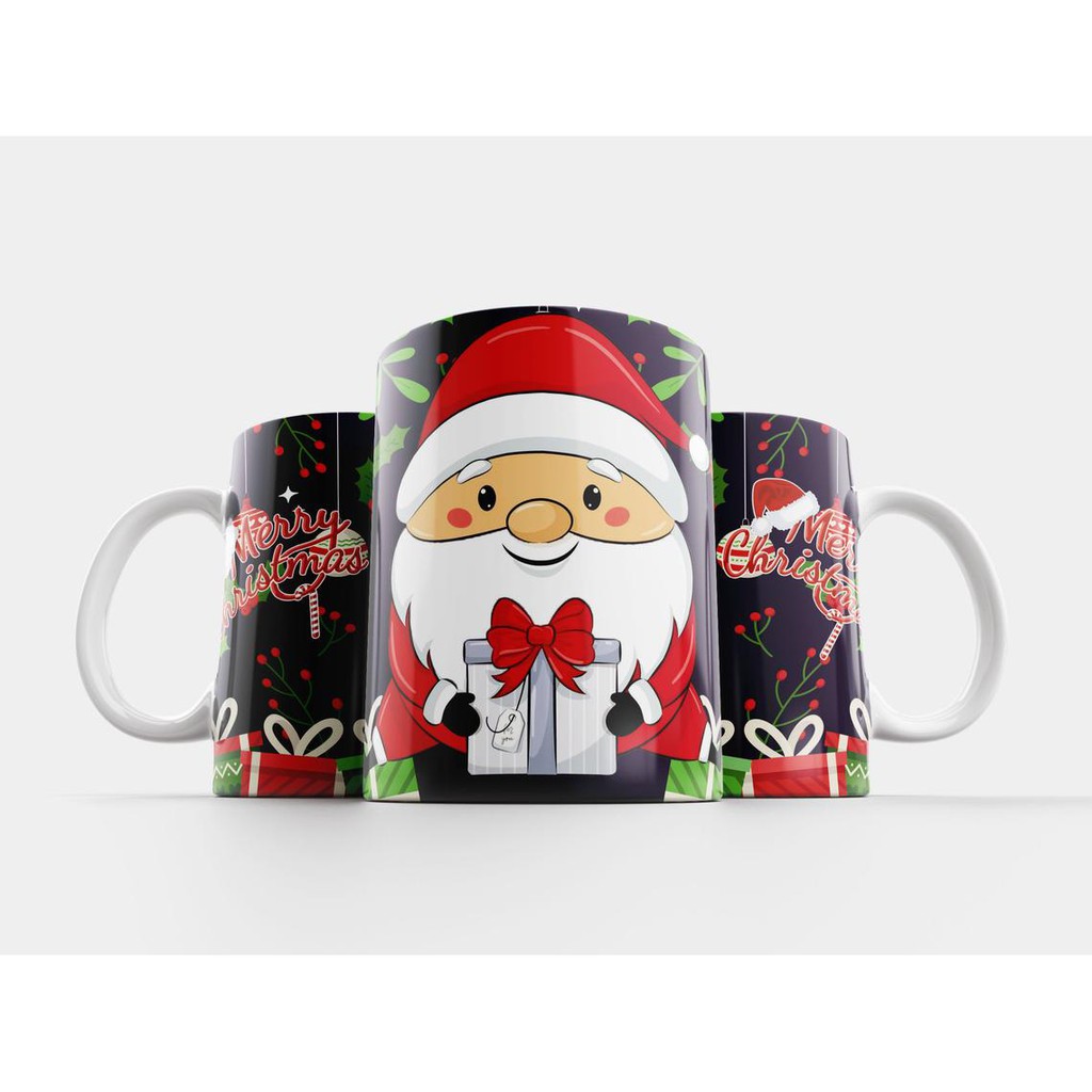 Cốc sứ cao cấp in hình  hoạt hình giáng sinh Merry Christmas - Cốc quà tặng Noel