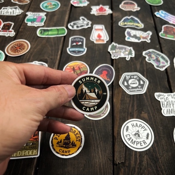 Combo 50 STICKER - chủ đề CAMPING - siêu Cute - keo xịn - chống nước