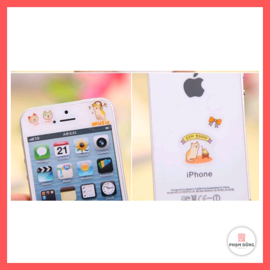 Bộ 6 tấm Sticker dán trang trí kệ mỹ phẩm , ly bình nước , điện thoại