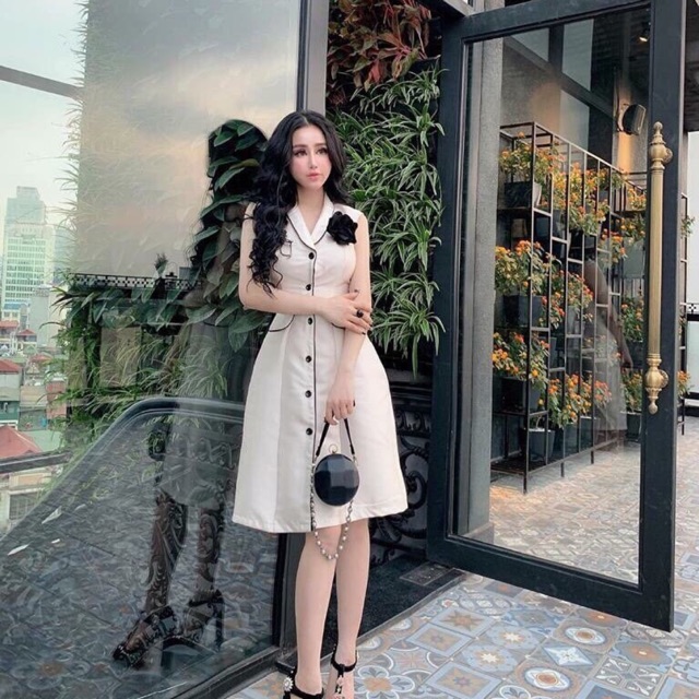ĐẦM XOÈ VEST PHI LỤA KÈM TAG HOA QUẾ CHI