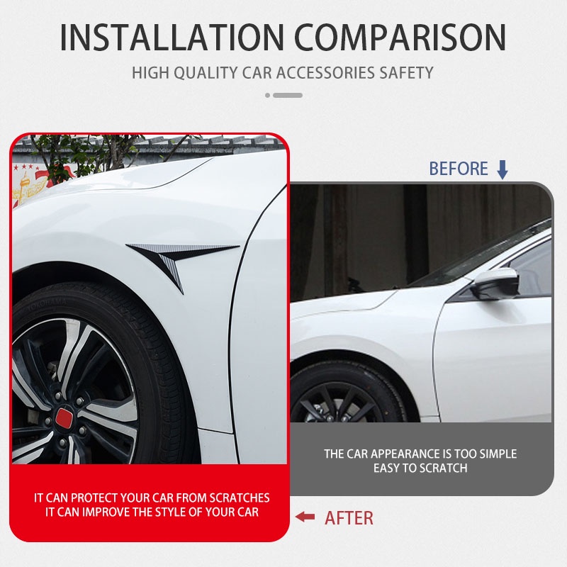 FENDER Bộ 2 Ốp Mang Cá Ô Tô Bằng Sợi Carbon Ốp Hông Xe xe hơi Thông Dụng Miếng Dán Lỗ Thông Gió Bên Hông trang trí Xe Hơi  Lỗ Thông Gió Bên Hông Xe Hơi phụ kiện ngoại thất ô tô