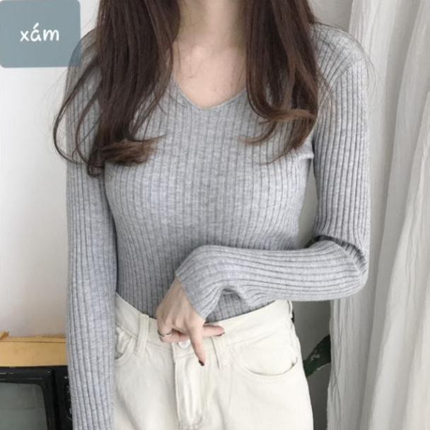 Áo Len Nữ Lông Cừu Cổ Tim Mềm Mại