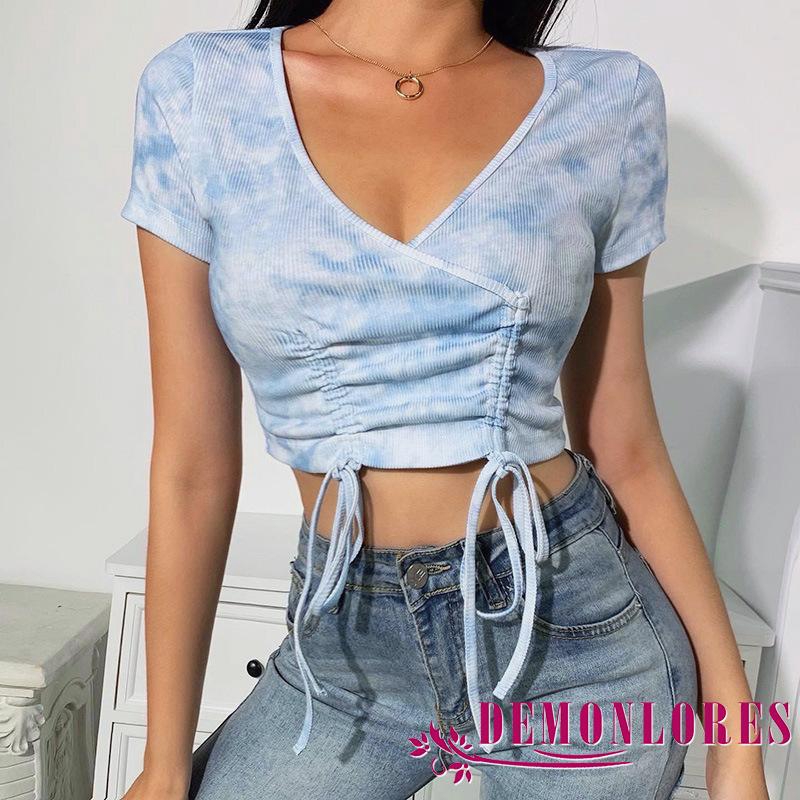 Áo croptop cổ chữ V gợi cảm dành cho nữ