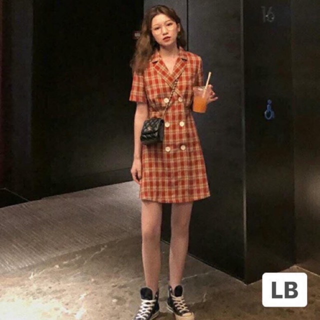 váy kẻ vintage siêu xinh