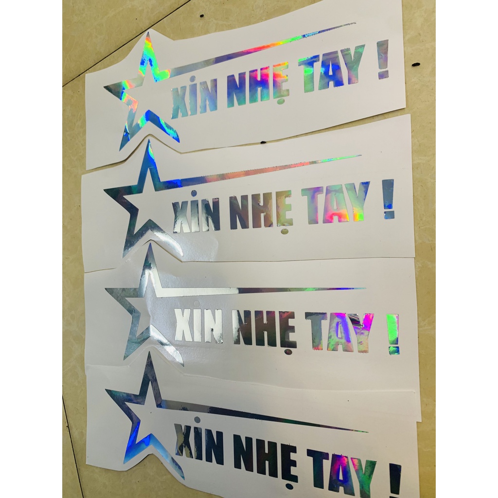 Tem dán ô tô xe tải, đề can bảy màu,  cảnh báo xin nhẹ tay