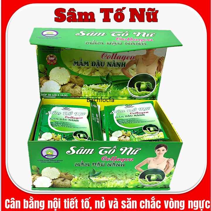 Sâm Tố Nữ Collagen Mầm Đậu Nành-  Giúp Bổ Sung Estrogen, Giúp Nở Ngực, Cân Bằng Nội Tiết Tố, Giảm Thâm, Mờ Nám,