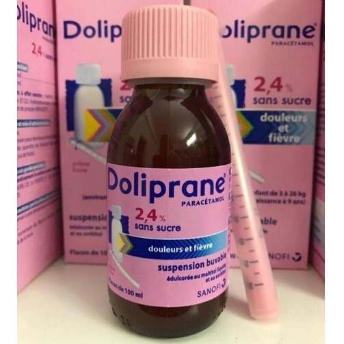 Doliprane - Siro Hạ Sốt cho bé Doliprane 2.4% 100ml hàng nội địa Pháp, hương dâu dễ uống_ CHÍNH HÃNG