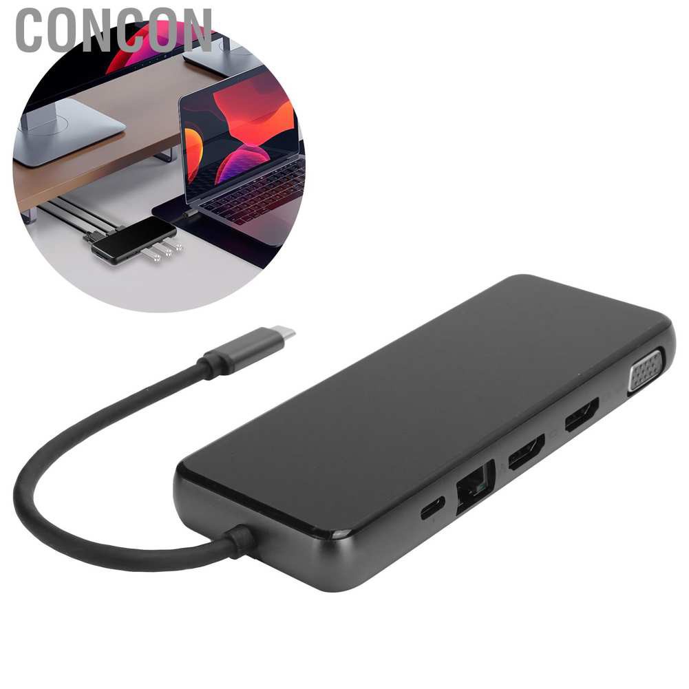 Concon Laptop Docking Station 12 in 1 Type‑C 3.0 to Dual MST Triple Display Adapter USB