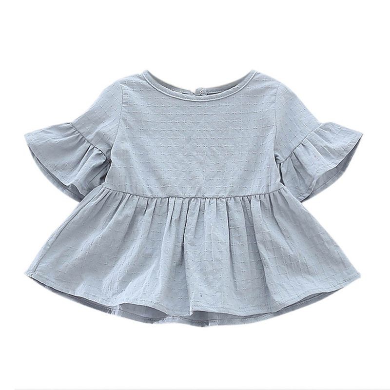 Áo cotton ngắn tay khiến cho các bé gái xinh như búp bê mang phong cách Hàn Quốc