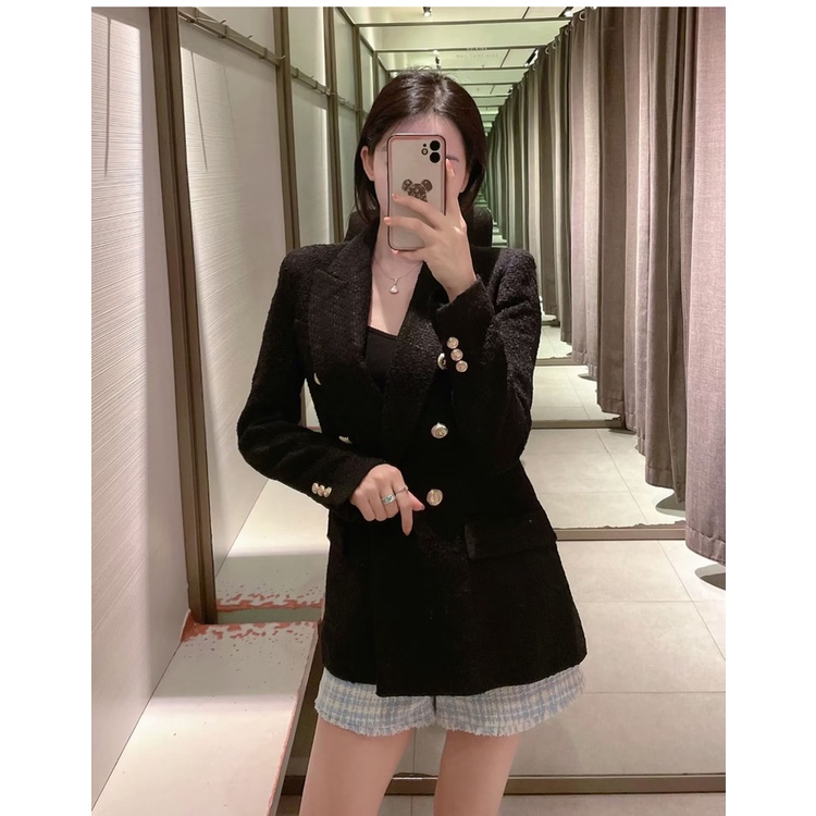 ZARA  Áo Khoác Blazer Hai Hàng Nút Phong Cách Âu Mỹ Thời Trang Mùa Thu 2022 Zara7553457 7553/457