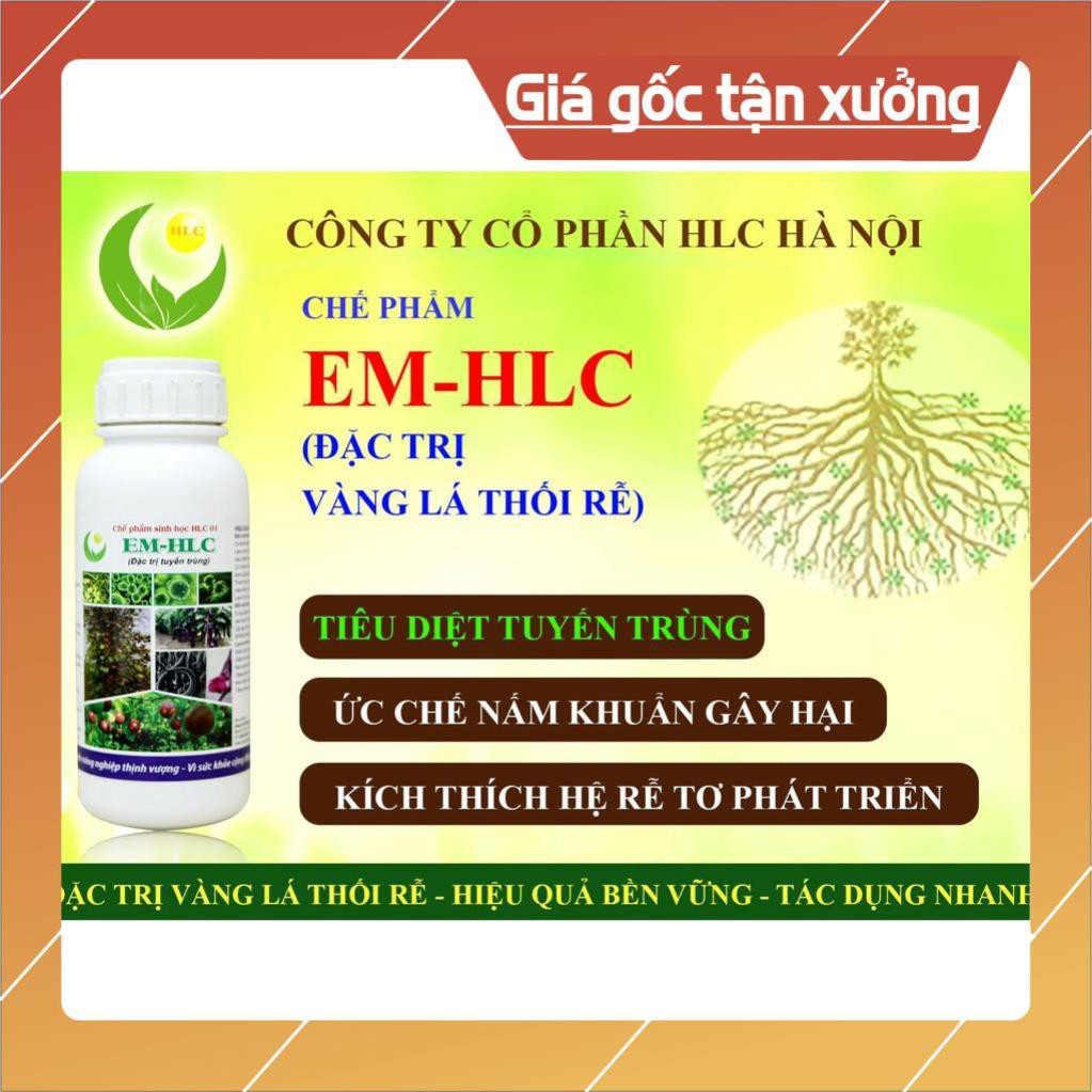 CHẾ PHẨM EM HLC ĐẶC TRỊ TUYẾN TRÙNG - THUỐC ĐẶC TRỊ VÀNG LÁ THỐI RỄ, PHÒNG TRỪ TUYẾN TRÙNG RỄ HẠI CÂY TRỒNG - CHAI 500ML