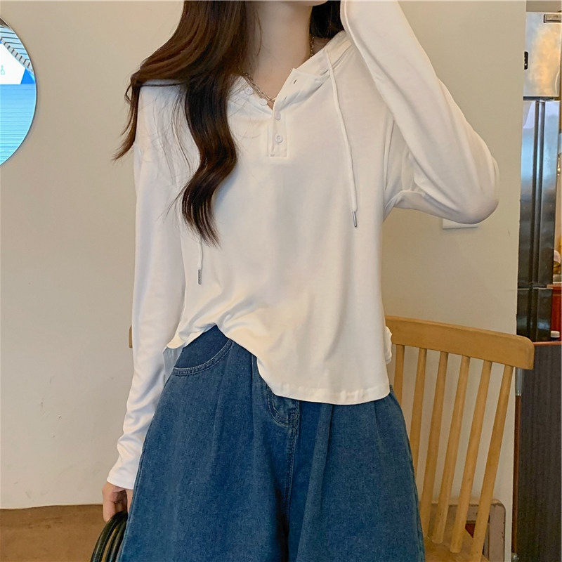 Áo Thun Tay Dài Màu Trơn Phong Cách Hàn Quốc Thời Trang Mùa Thu Cho Nữ JH-CX-75