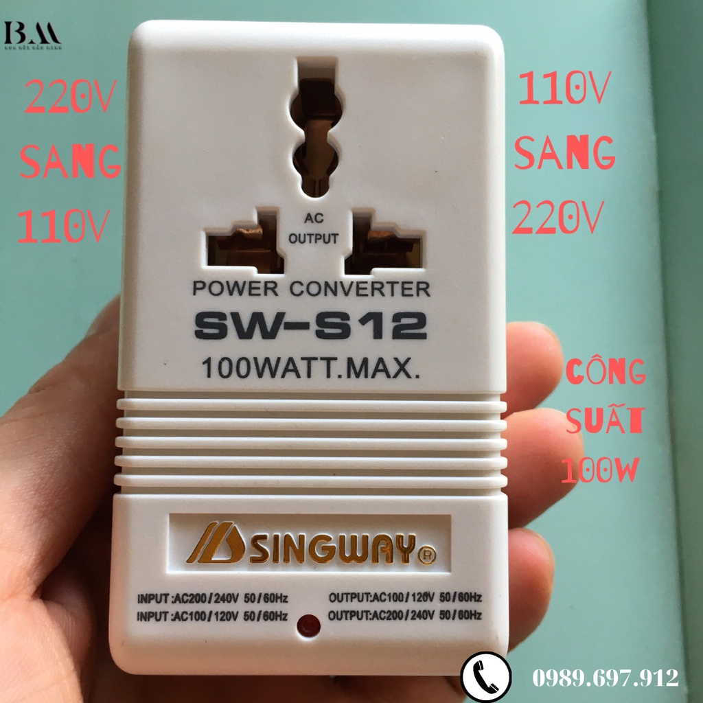 Bộ Chuyển Nguồn Điện 2 Chiều Từ 220v Sang 110v Hoặc 110v Sang 220v Công Suất 100w