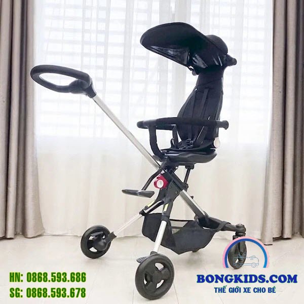 Xe đẩy gập gọn cao cấp Ride X1 ⚡GHẾ LƯỚI THOÁNG⚡ cho bé 6-48 tháng, đẩy 2 chiều, ngả 2 tư thế, ghế đệm da